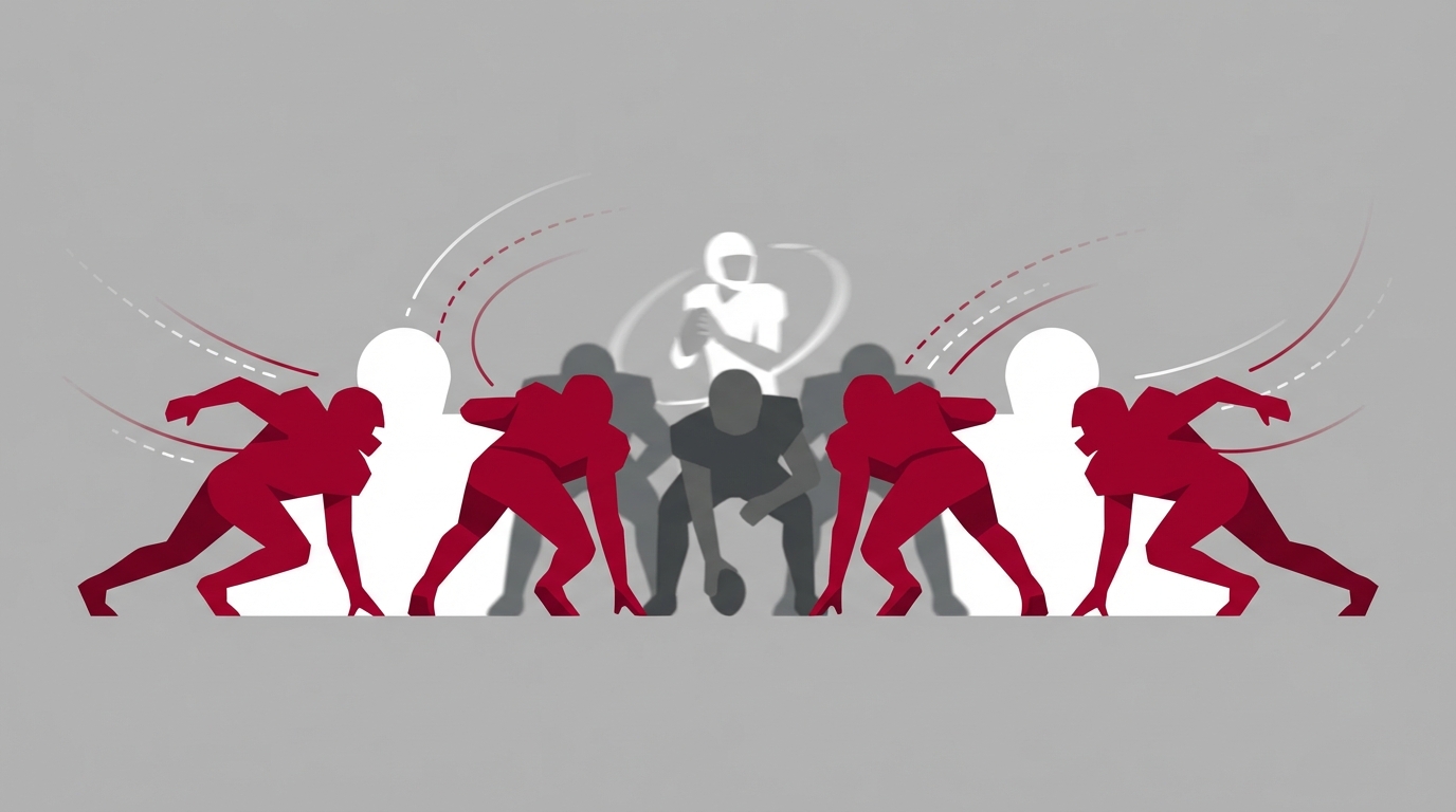 Stylized defensive line illustration