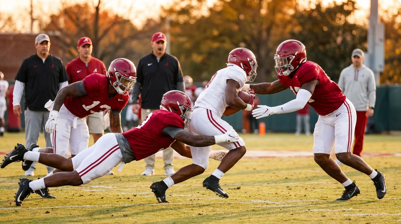 Alabama inside linebackers practice energy