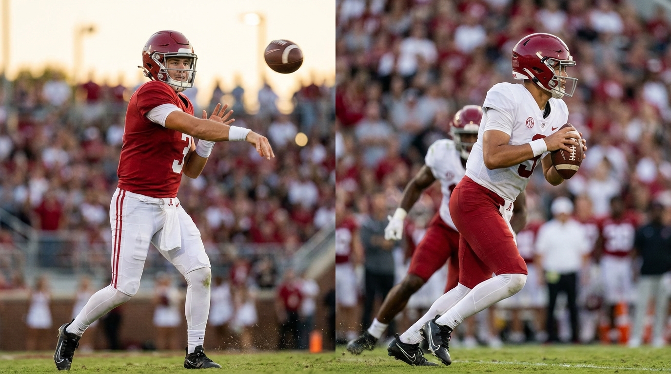 Alabama quarterbacks in action on the field