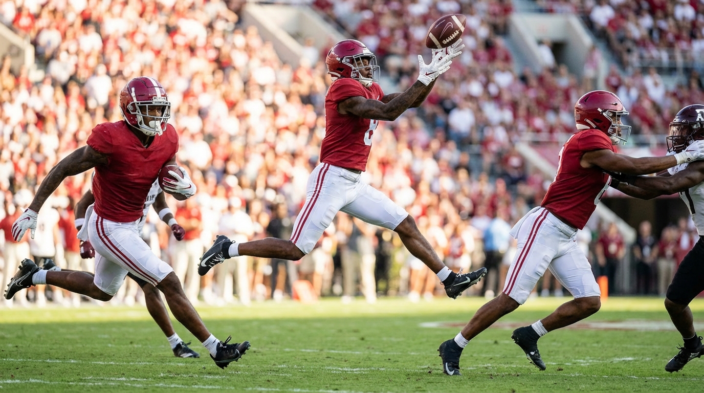 Alabama wide receivers in action