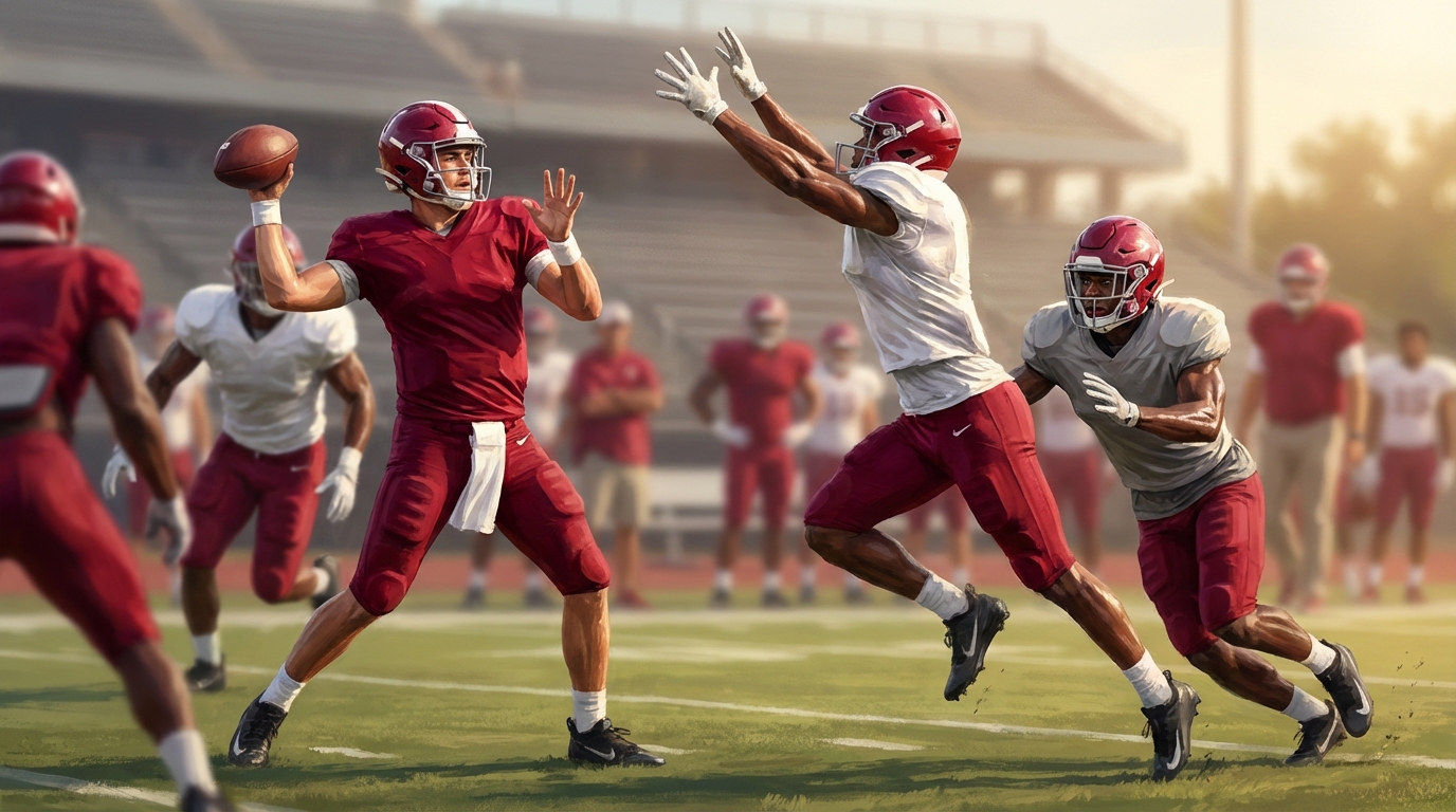 Alabama spring practice — dynamic on-field action