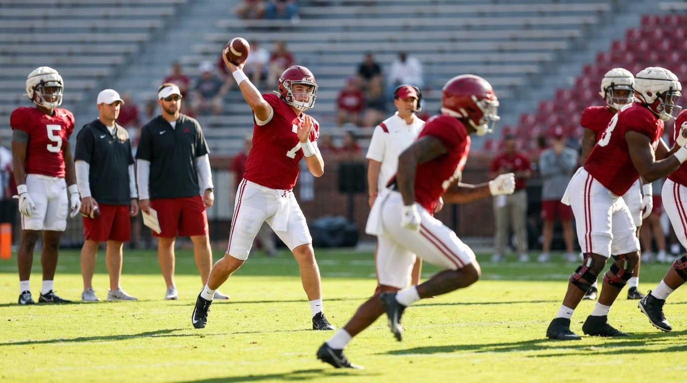 Alabama spring practice scrimmage scene