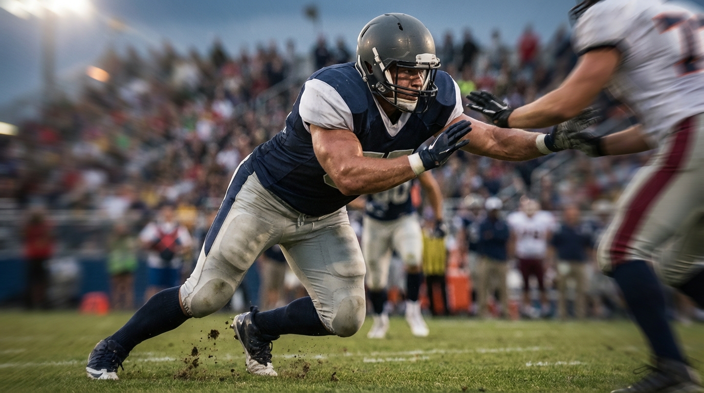 Defensive lineman in action