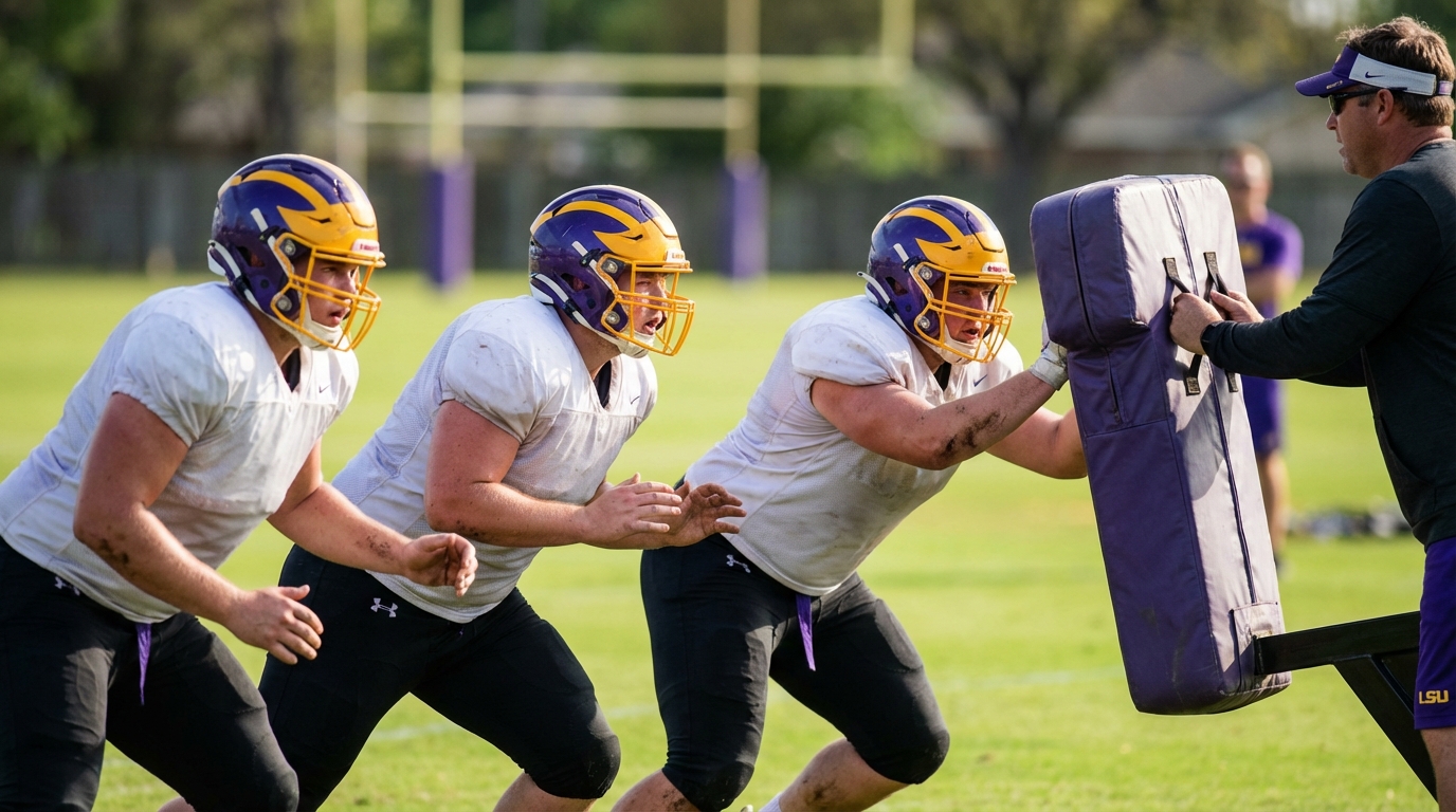 LSU offensive line practice
