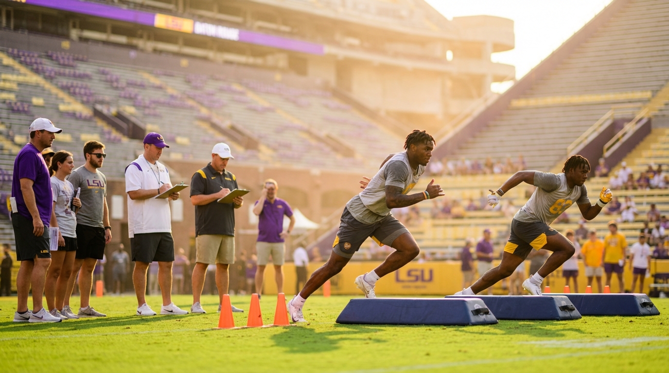 LSU recruiting visit practice scene