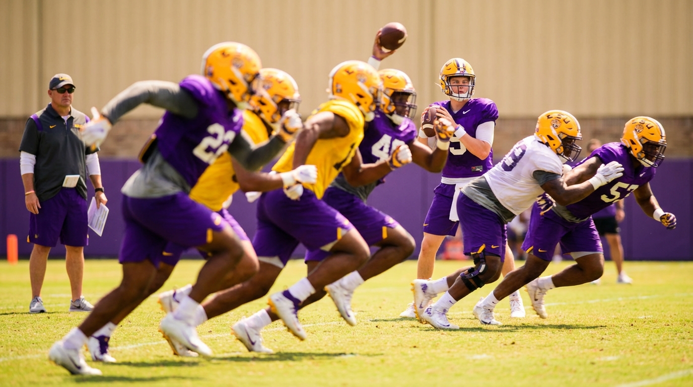 LSU spring camp practice