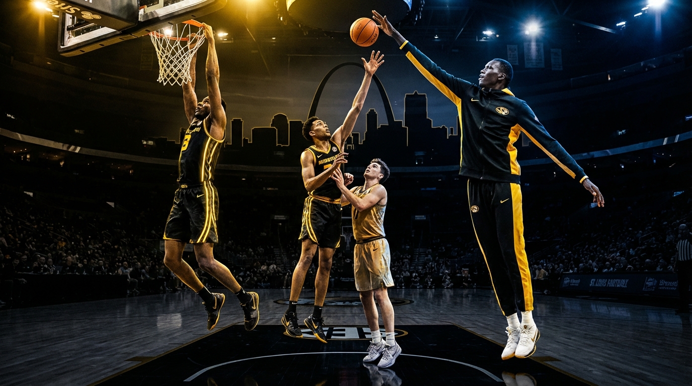 Missouri players towering in action