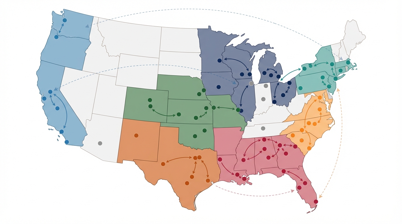 Geo-locked regional conference map