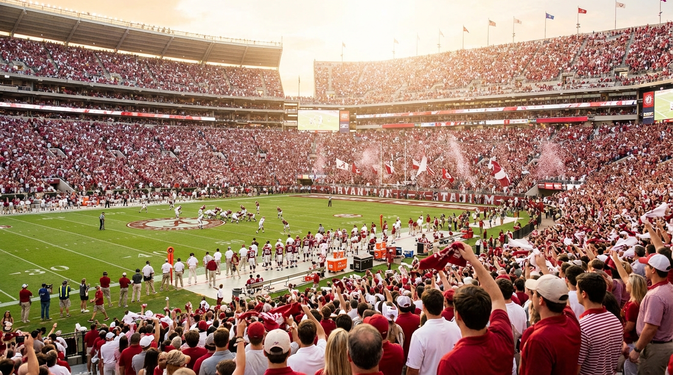 A-Day game atmosphere at Bryant-Denny Stadium