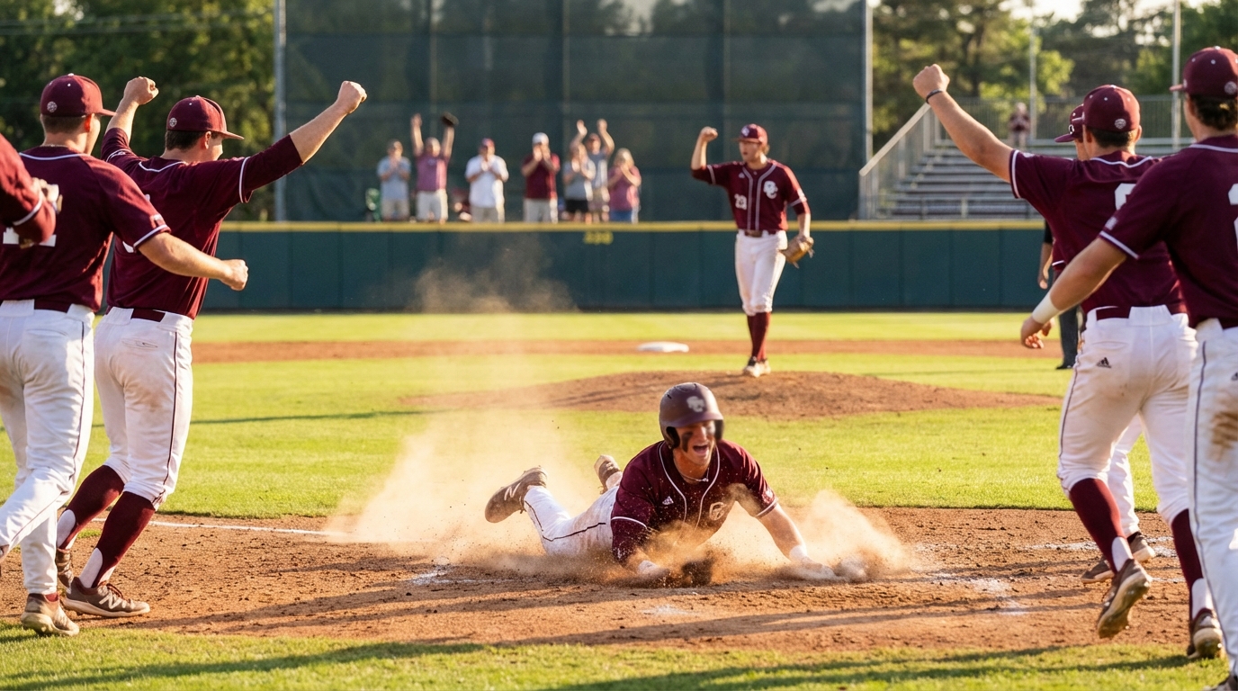 Aggies celebration sliding into home