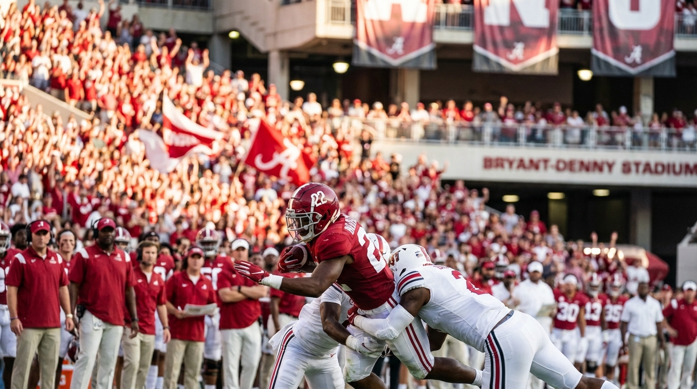 Crowd-filled Bryant-Denny Stadium A-Day action shot