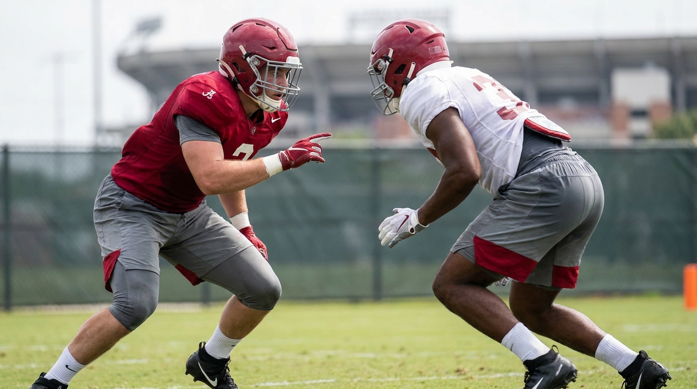 Alabama Bandit linebackers practicing, showcasing the Bandit role and Alabama defense, coverage and run fits