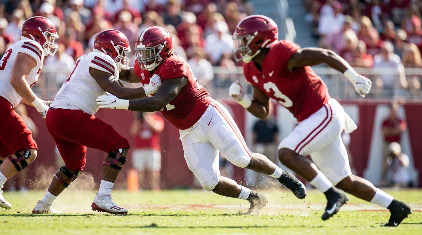 Alabama football players in action
