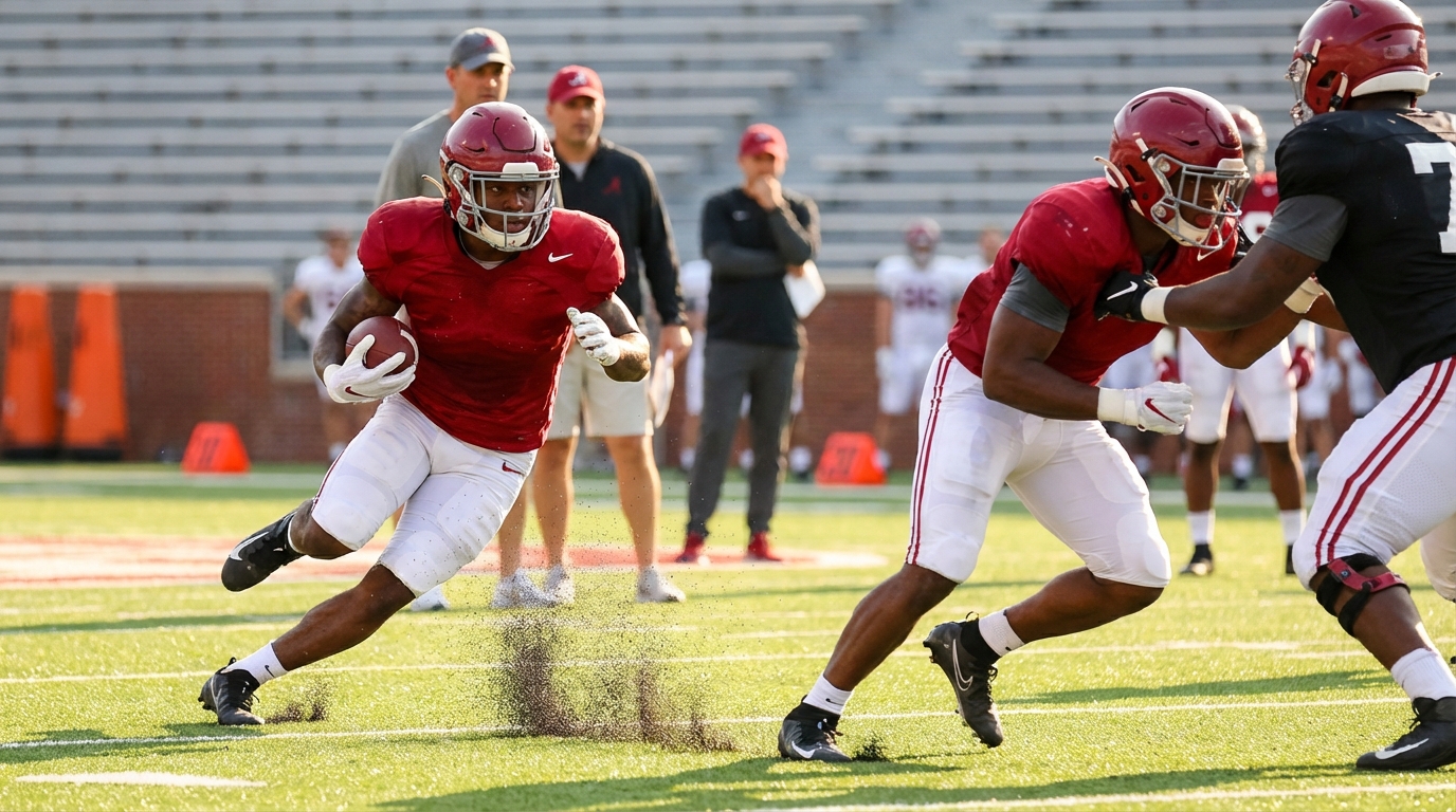 Alabama running backs in action