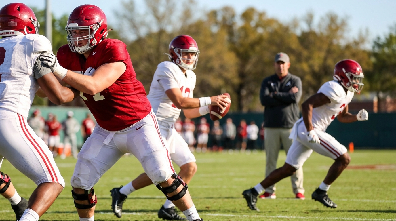 Alabama spring practice in action