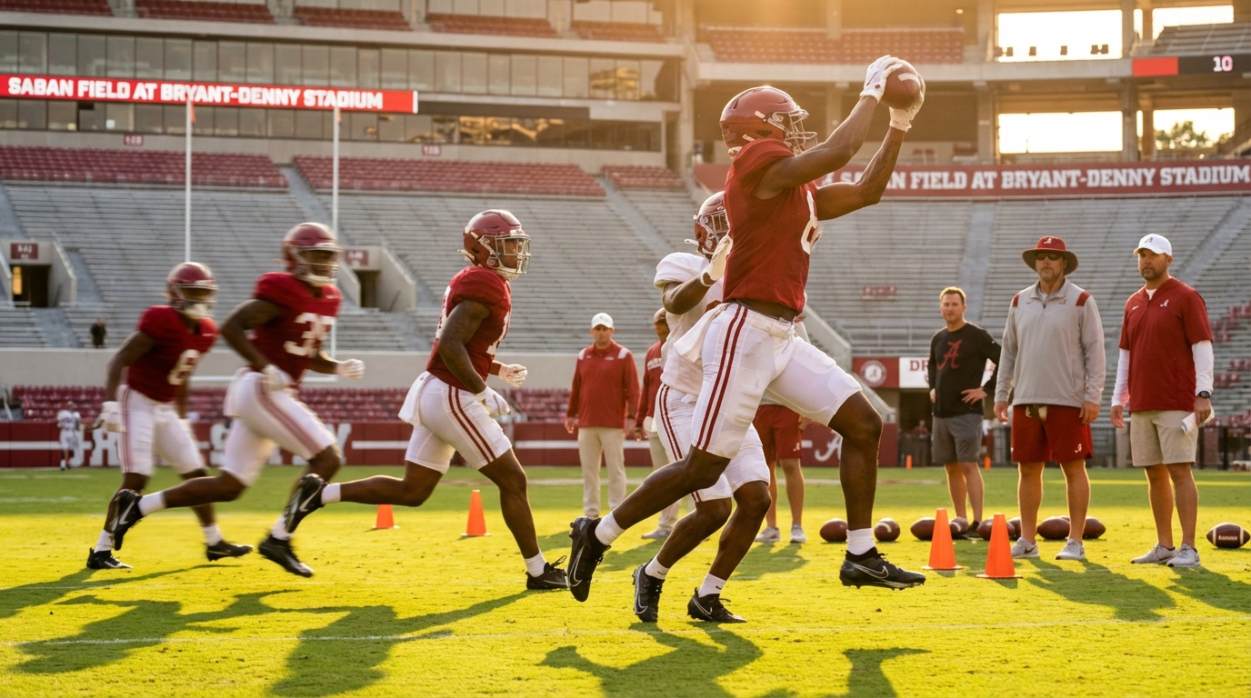 Alabama wide receivers spring practice action