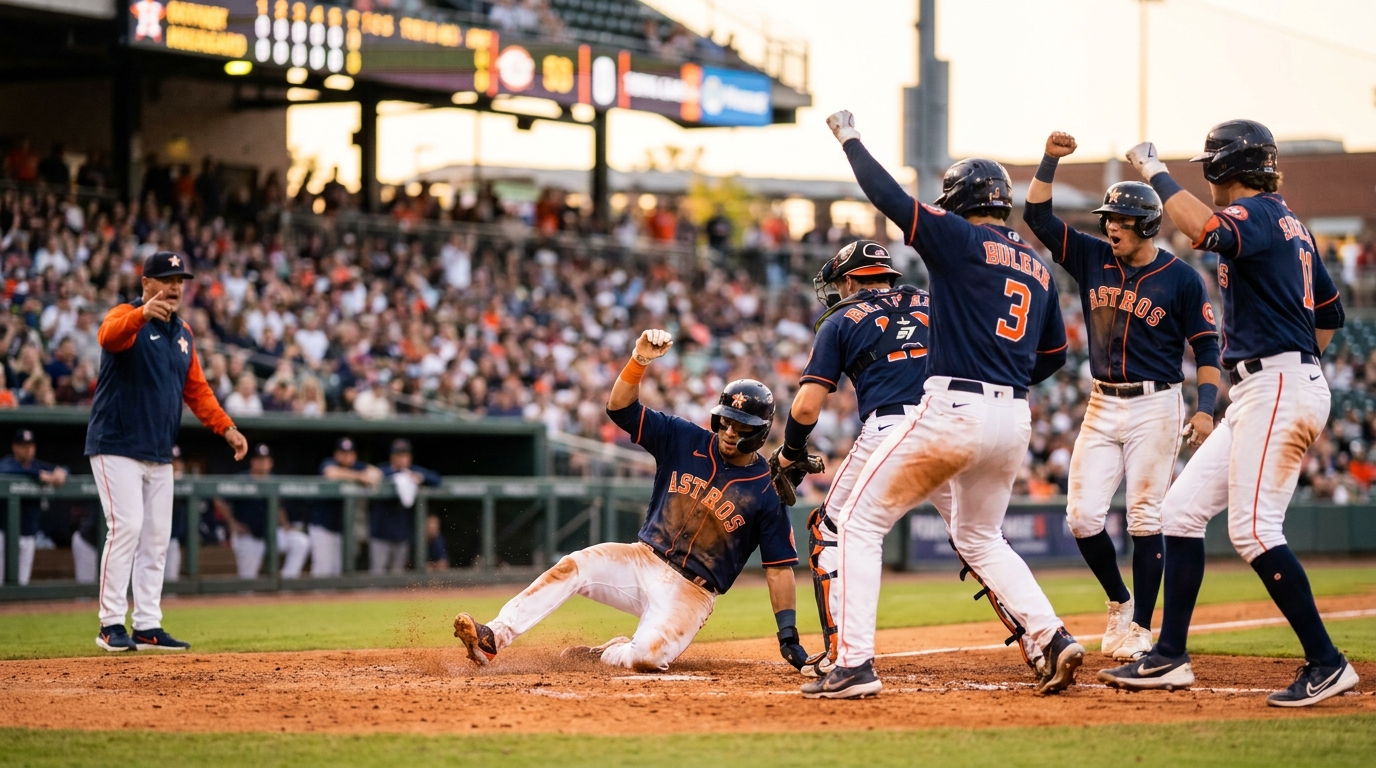 Auburn players sliding into home plate with dirt flying