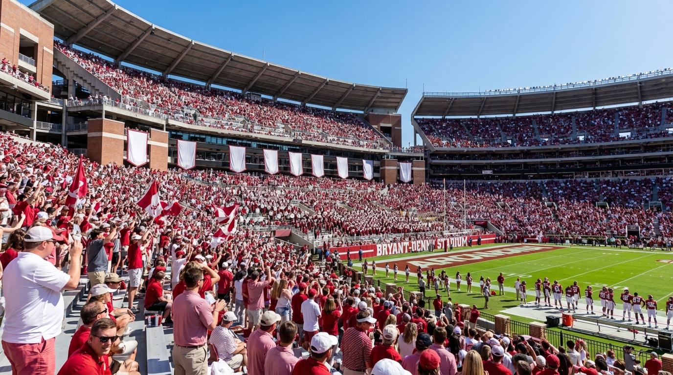 Bryant-Denny Stadium on Alabama A-Day, packed crowd in daylight