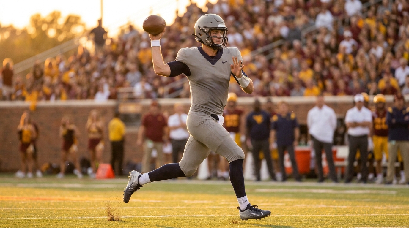 Quarterback poised to throw, mid-run, representing Ashton Daniels as FSU starter