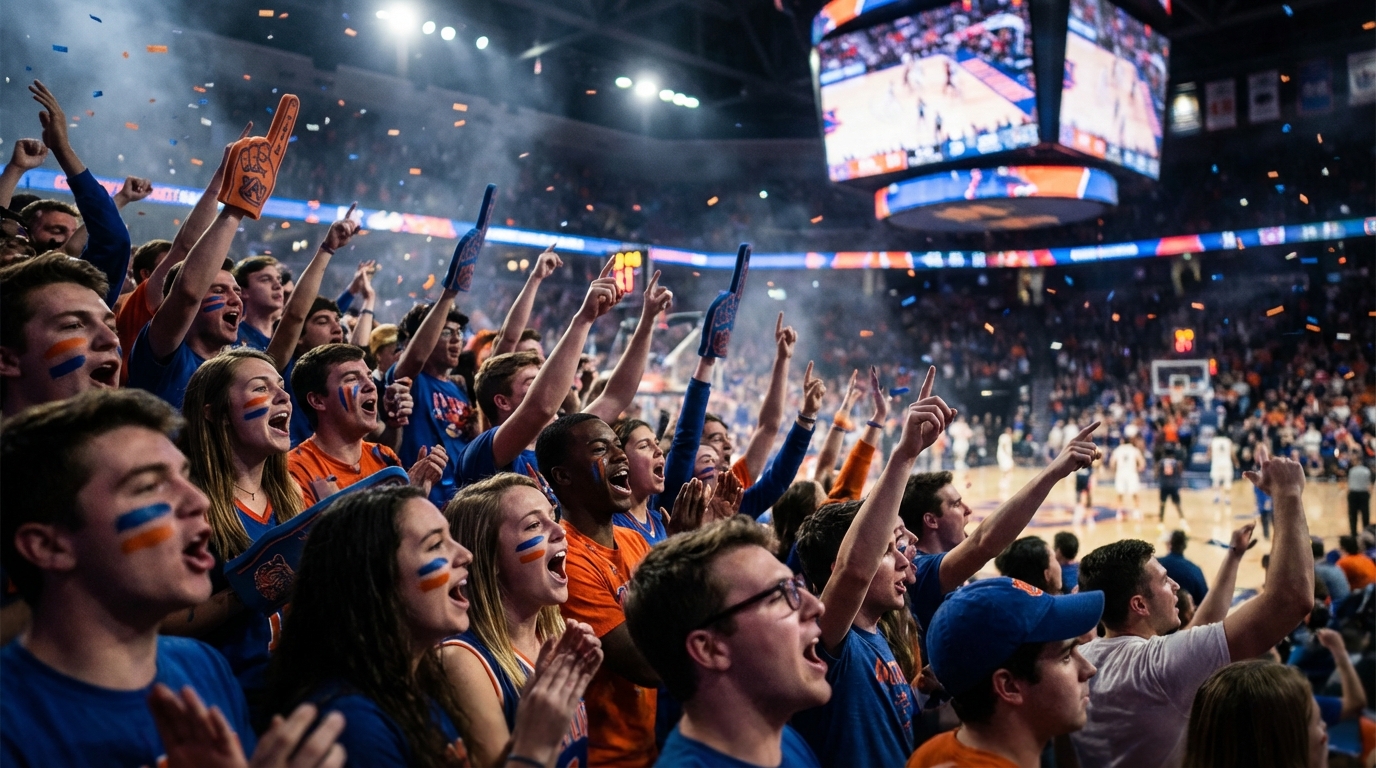 Basketball fans cheering at NCAA Final Four