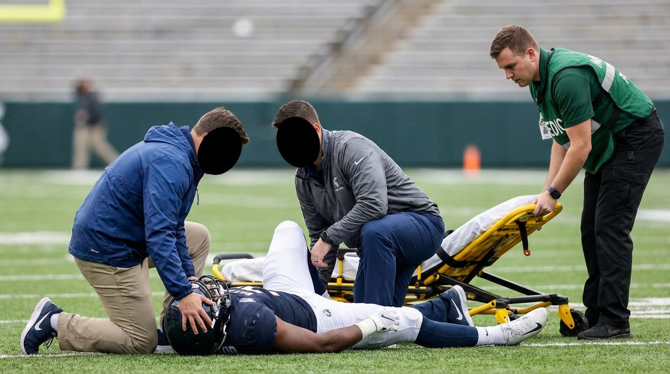 Football player receiving medical attention on the field