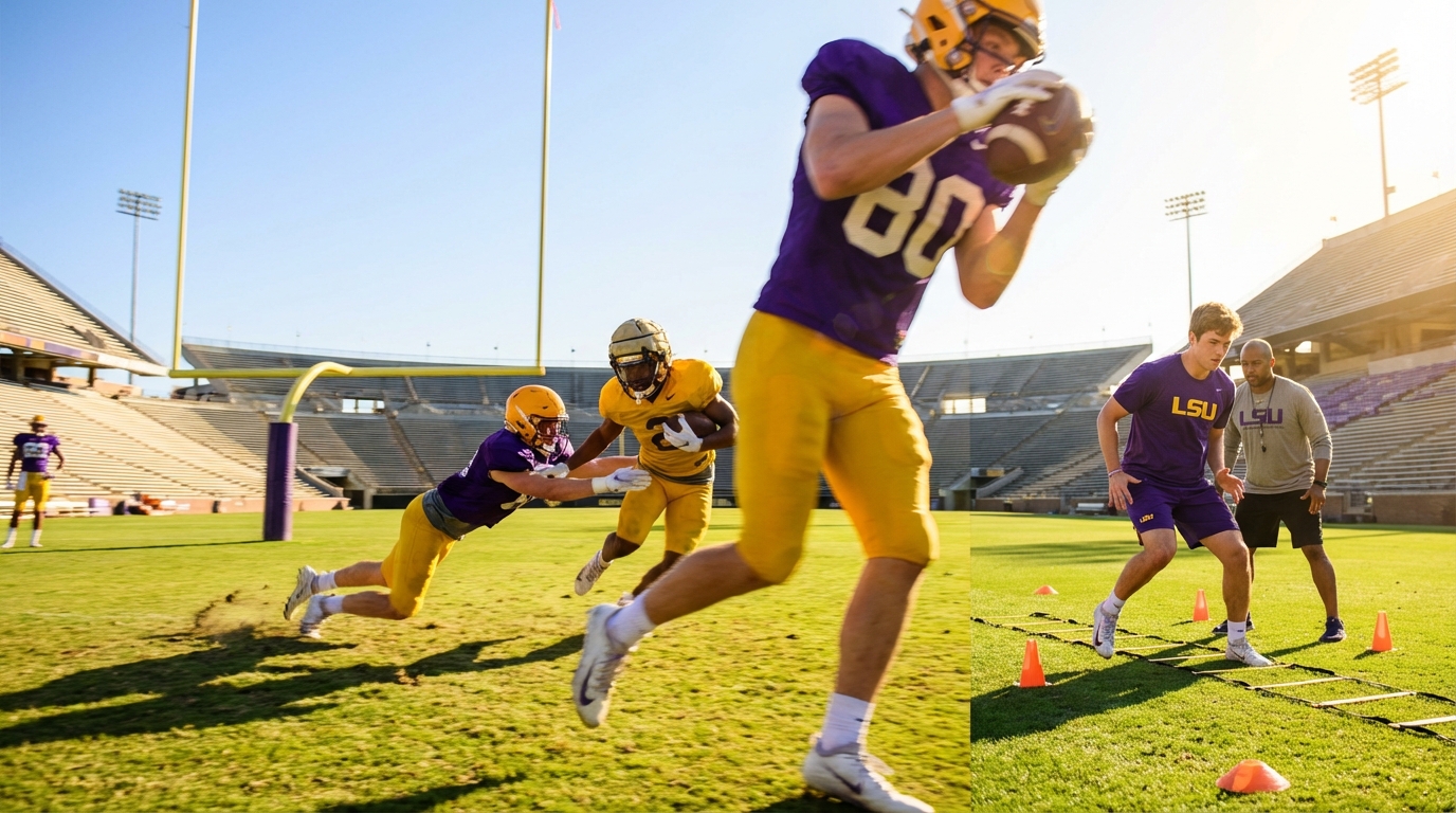 LSU spring practice action photo