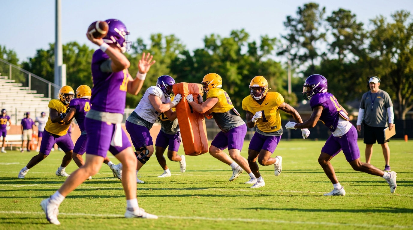 LSU spring practice scene