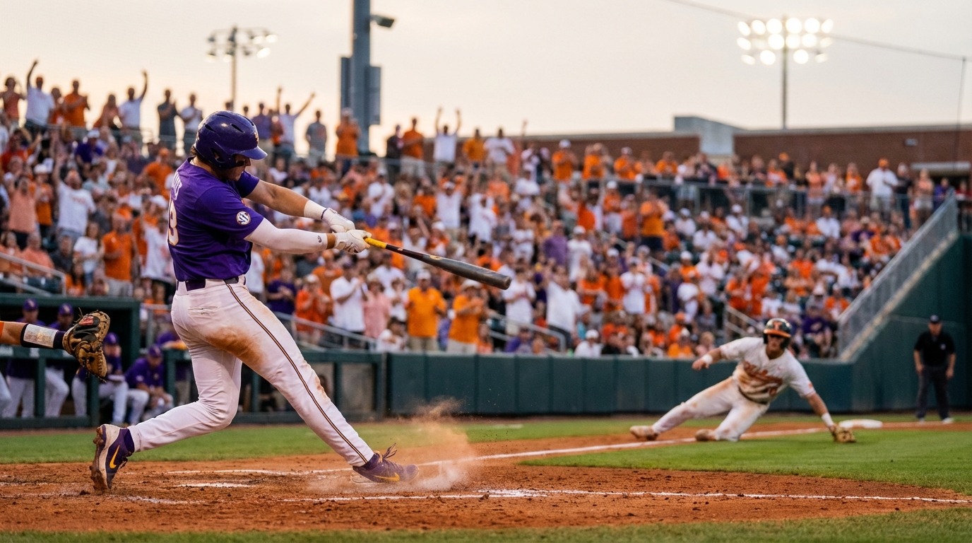 LSU Tigers baseball action in Knoxville