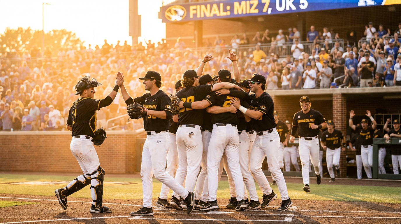 Missouri Tigers celebrating in Lexington
