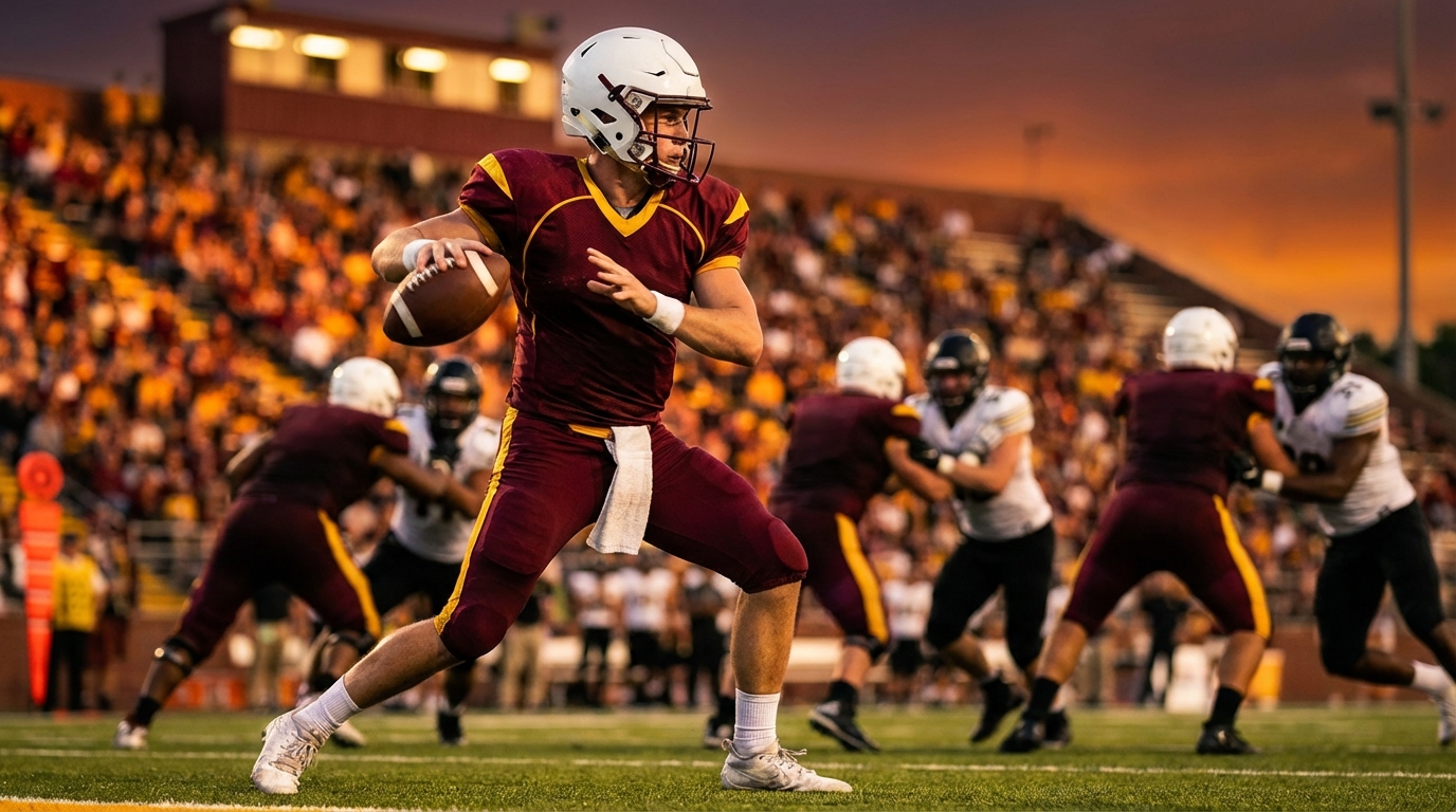 College quarterback throwing a pass