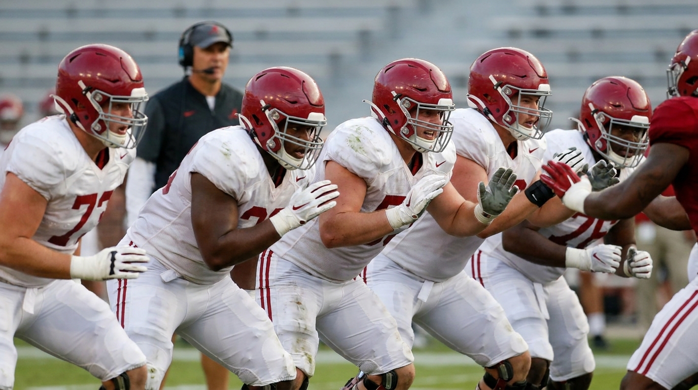 Alabama offensive line in action