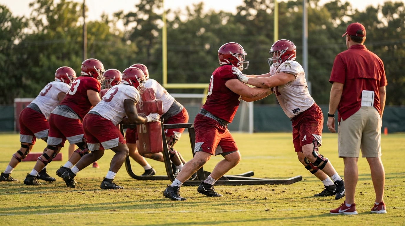 Alabama offensive line training image