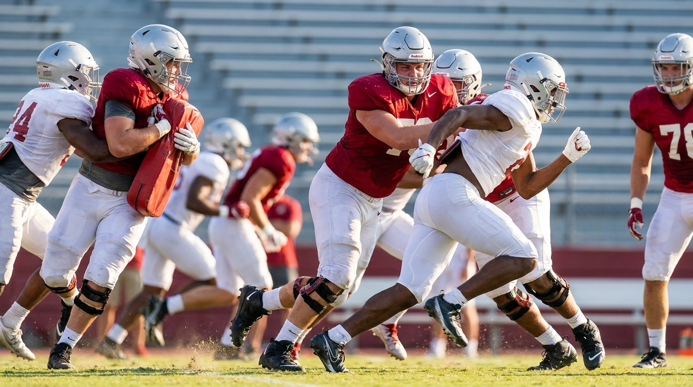 Alabama football players in action