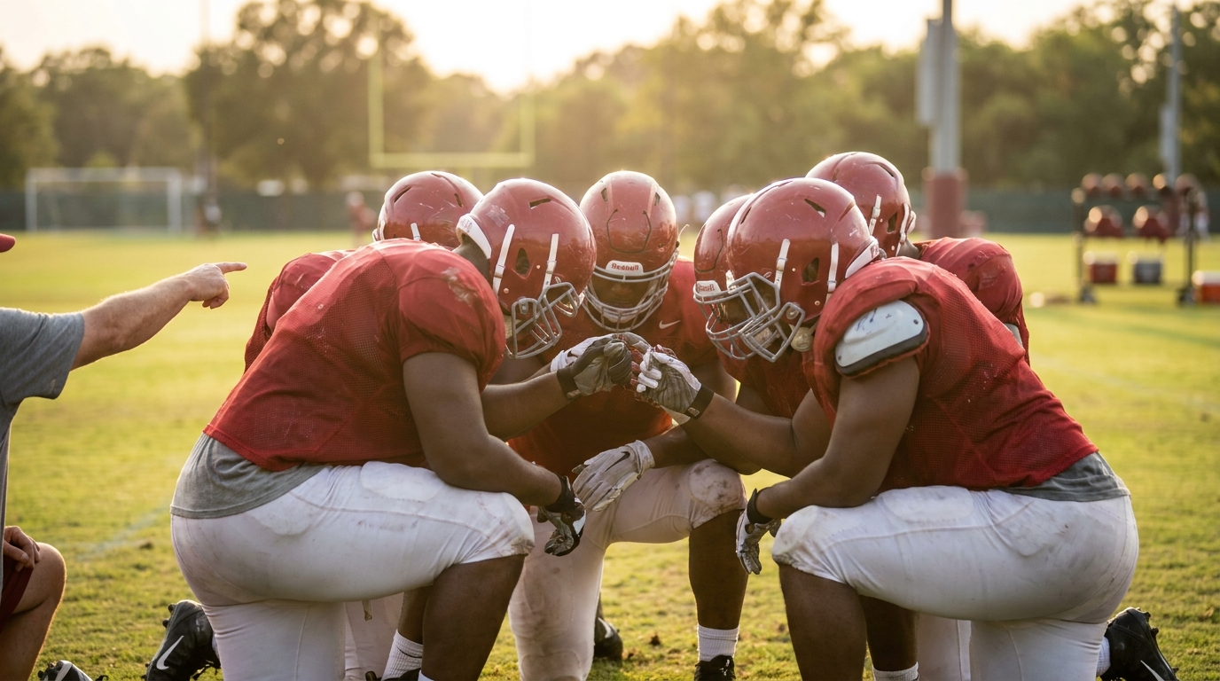 Alabama tight ends huddle