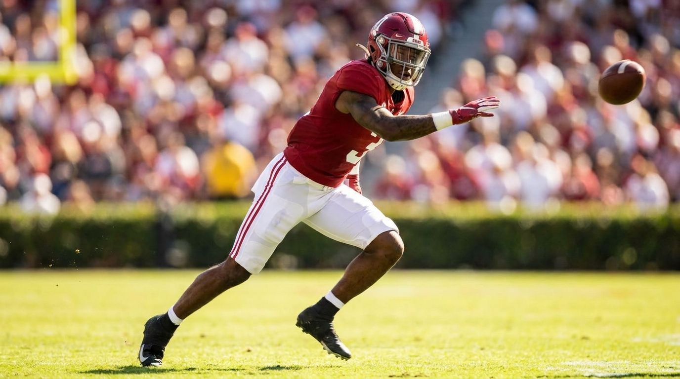 Defensive back in action