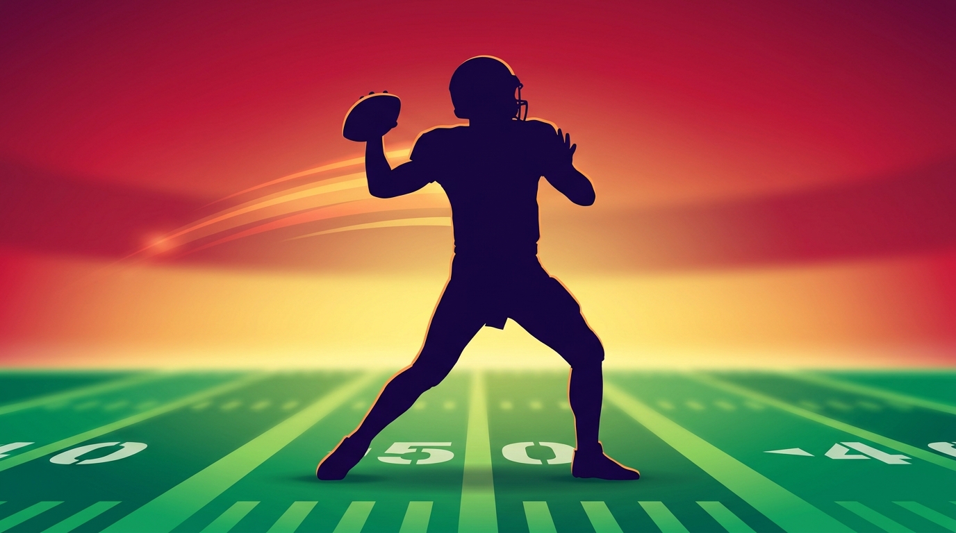 High school quarterback silhouette preparing to throw a football