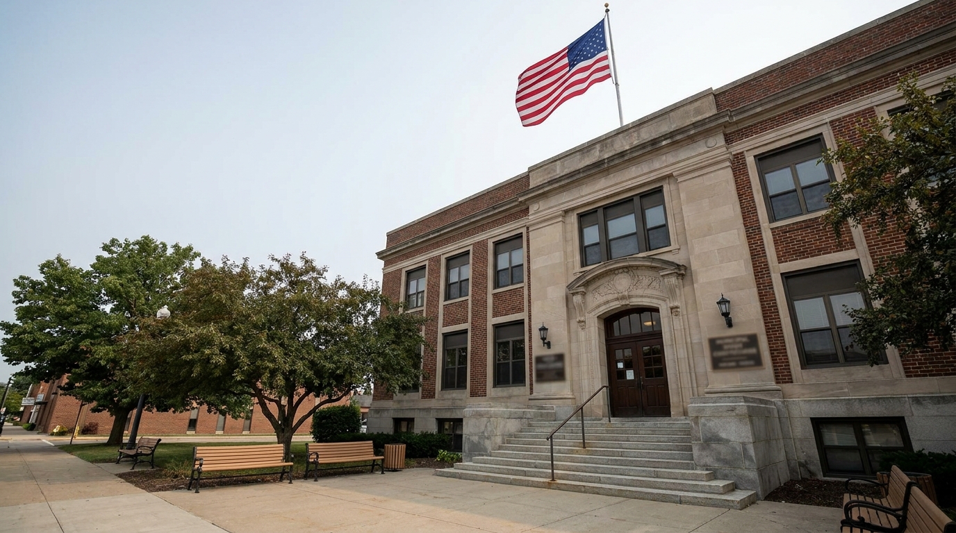 Exterior of a police station courthouse