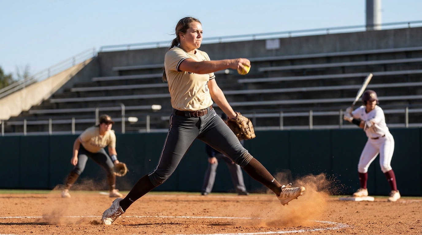 Pitcher mid delivery capturing game intensity