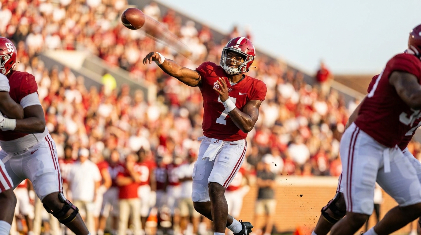 Keelon Russell throwing during Alabama spring game