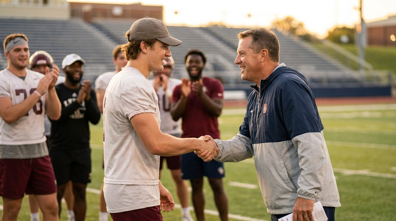 Prospect and coach handshake