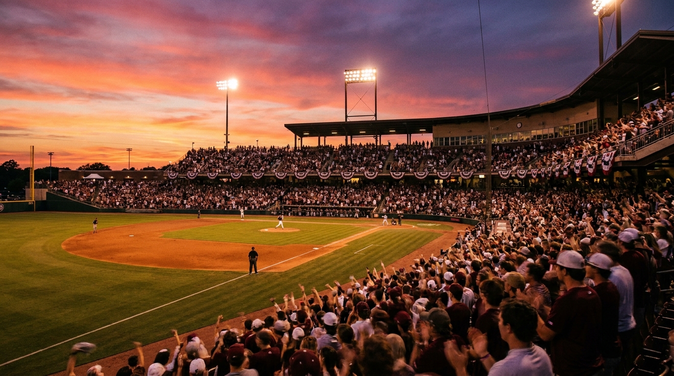 Sunset crowd at Olsen Field at Blue Bell Park
