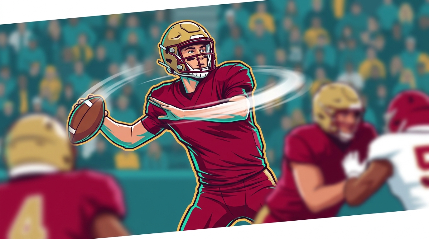 High school quarterback mid-throw