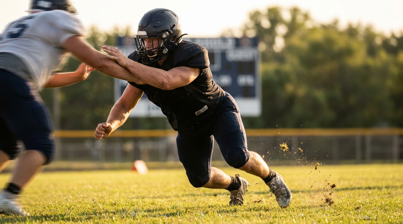 17-18 year old high school edge defender in action