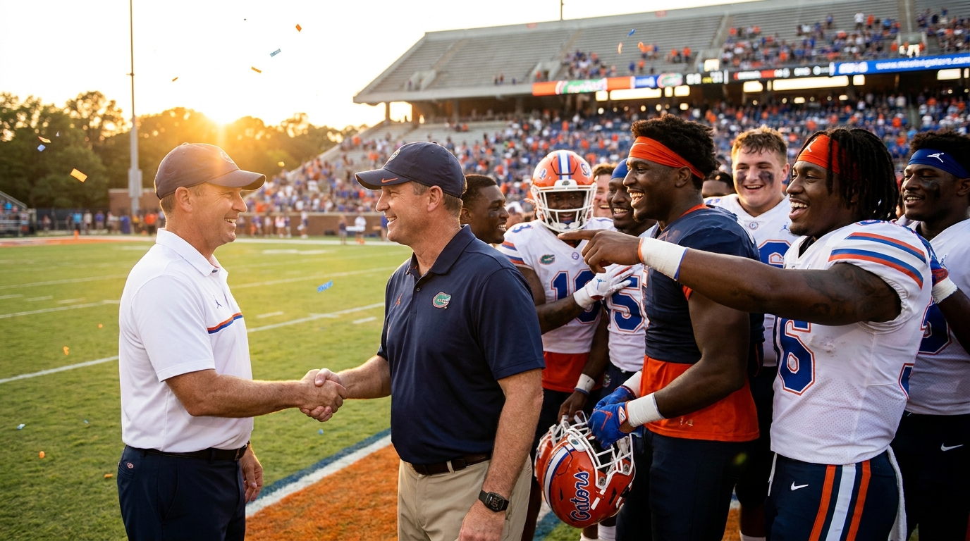 Auburn coaching staff and key players on the sideline