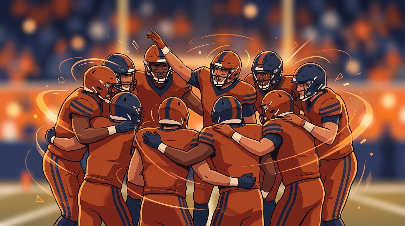 Auburn Tigers huddle illustration