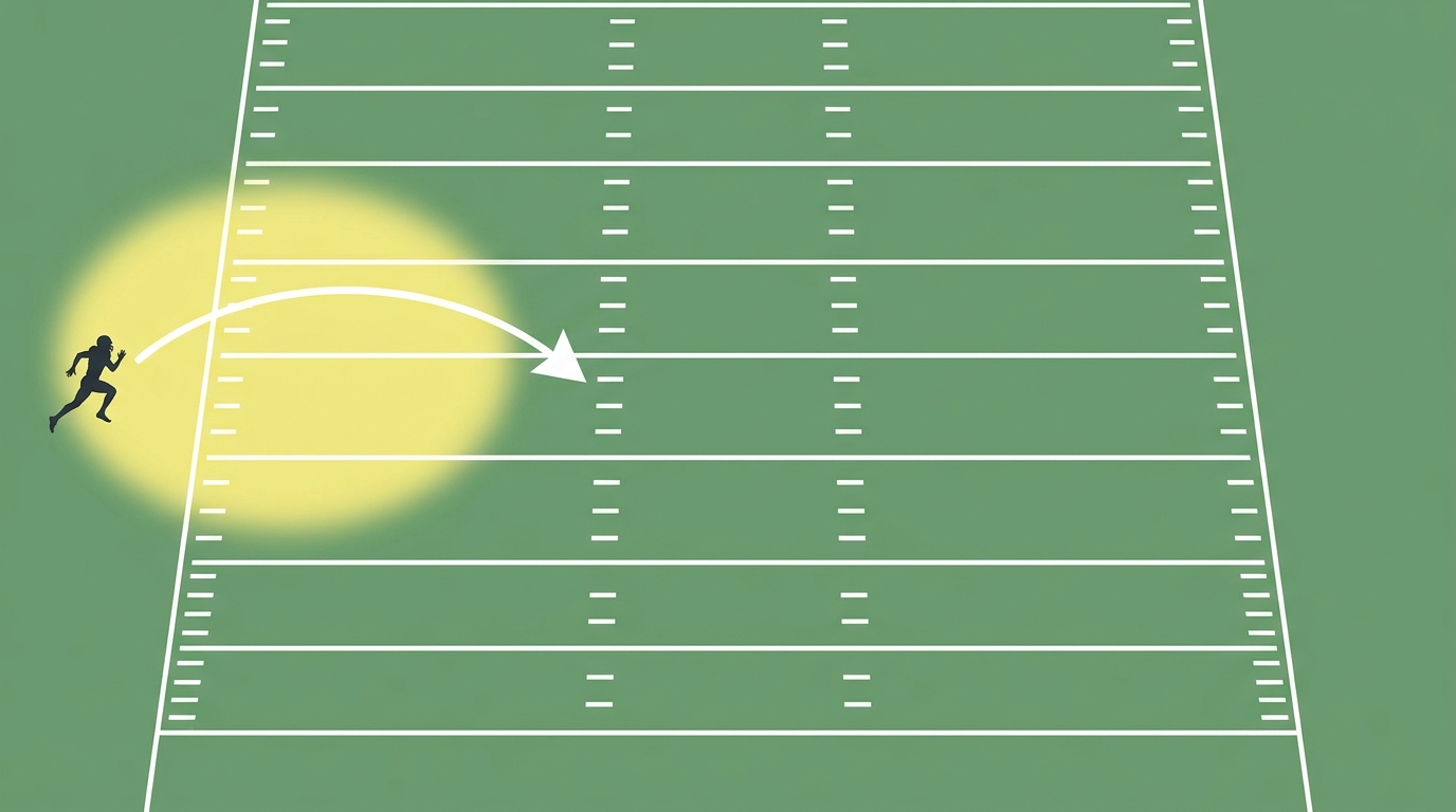 Football field highlighting wide receiver position