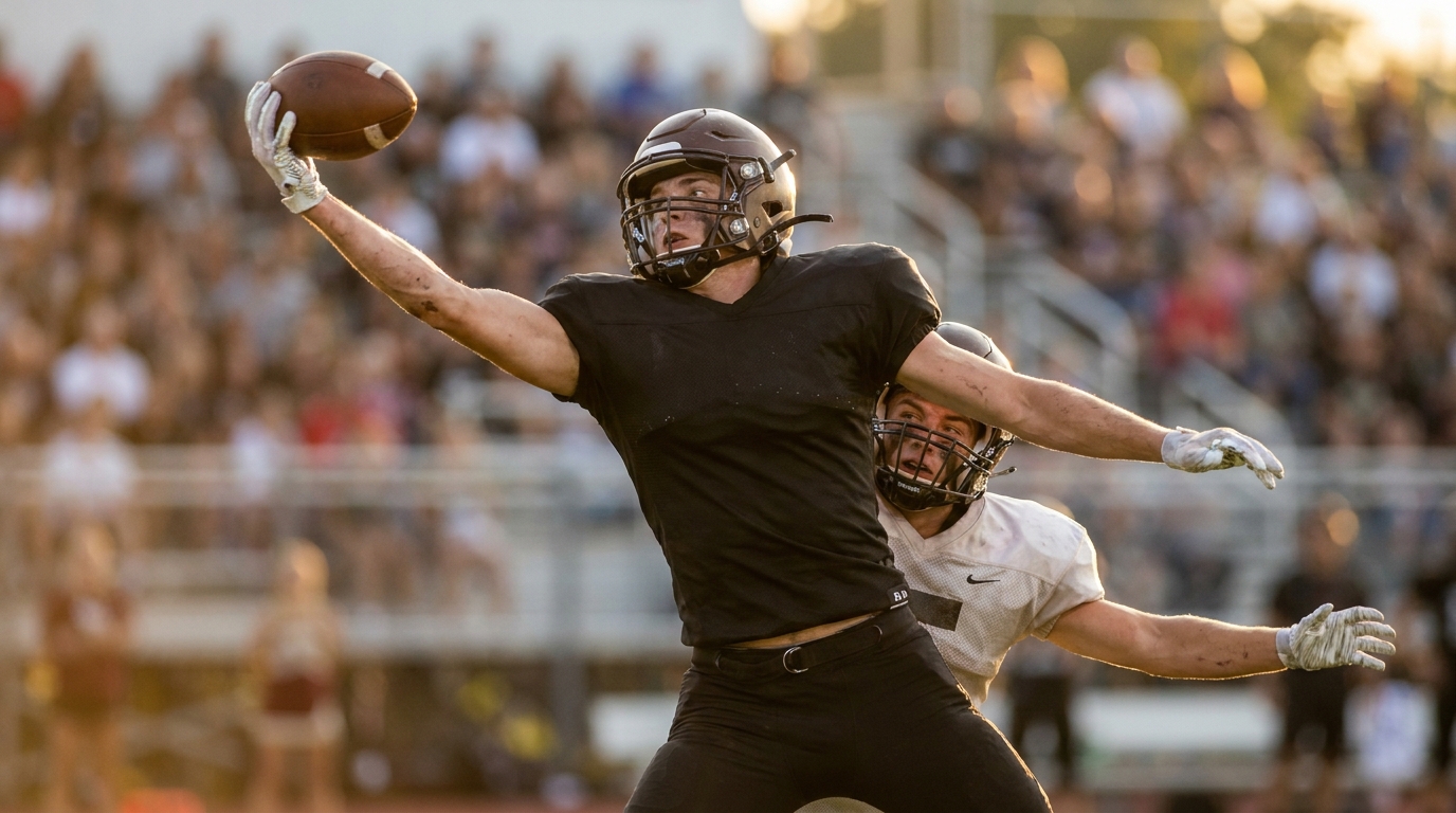 Jayce Halasz leaping to make a one handed catch in game action
