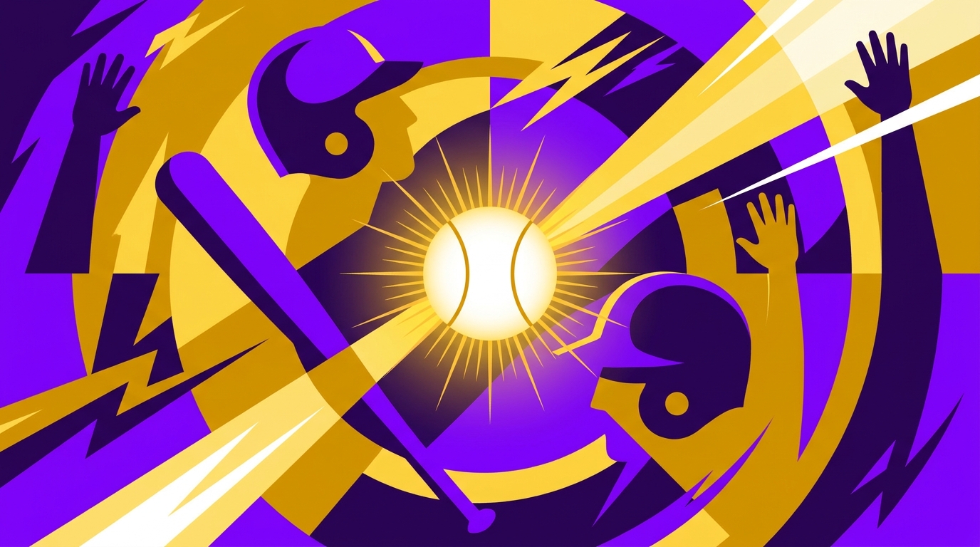 LSU fans cheering with bats and baseball silhouettes