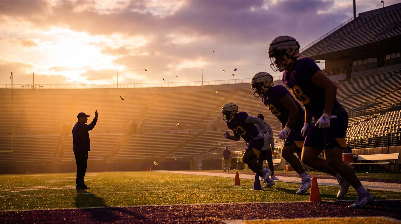 LSU offseason practice at Tiger Stadium