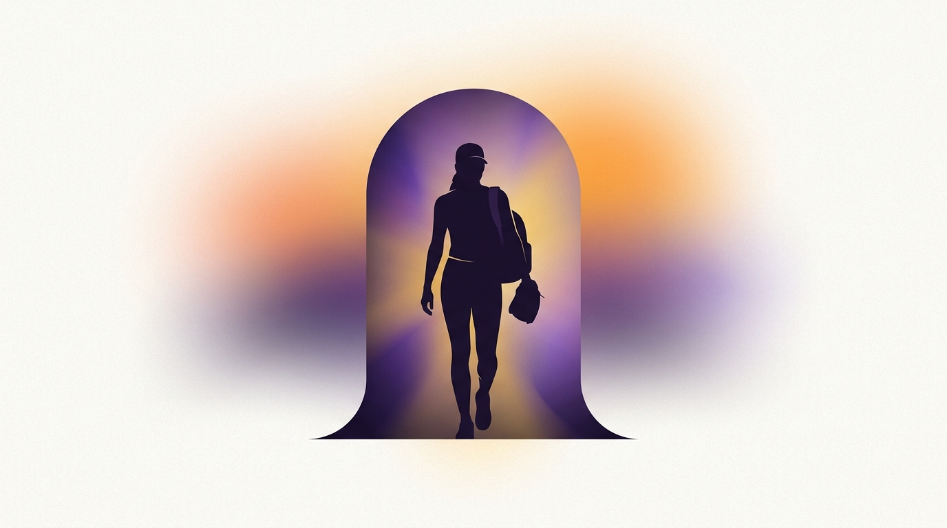 LSU player silhouette walking through portal